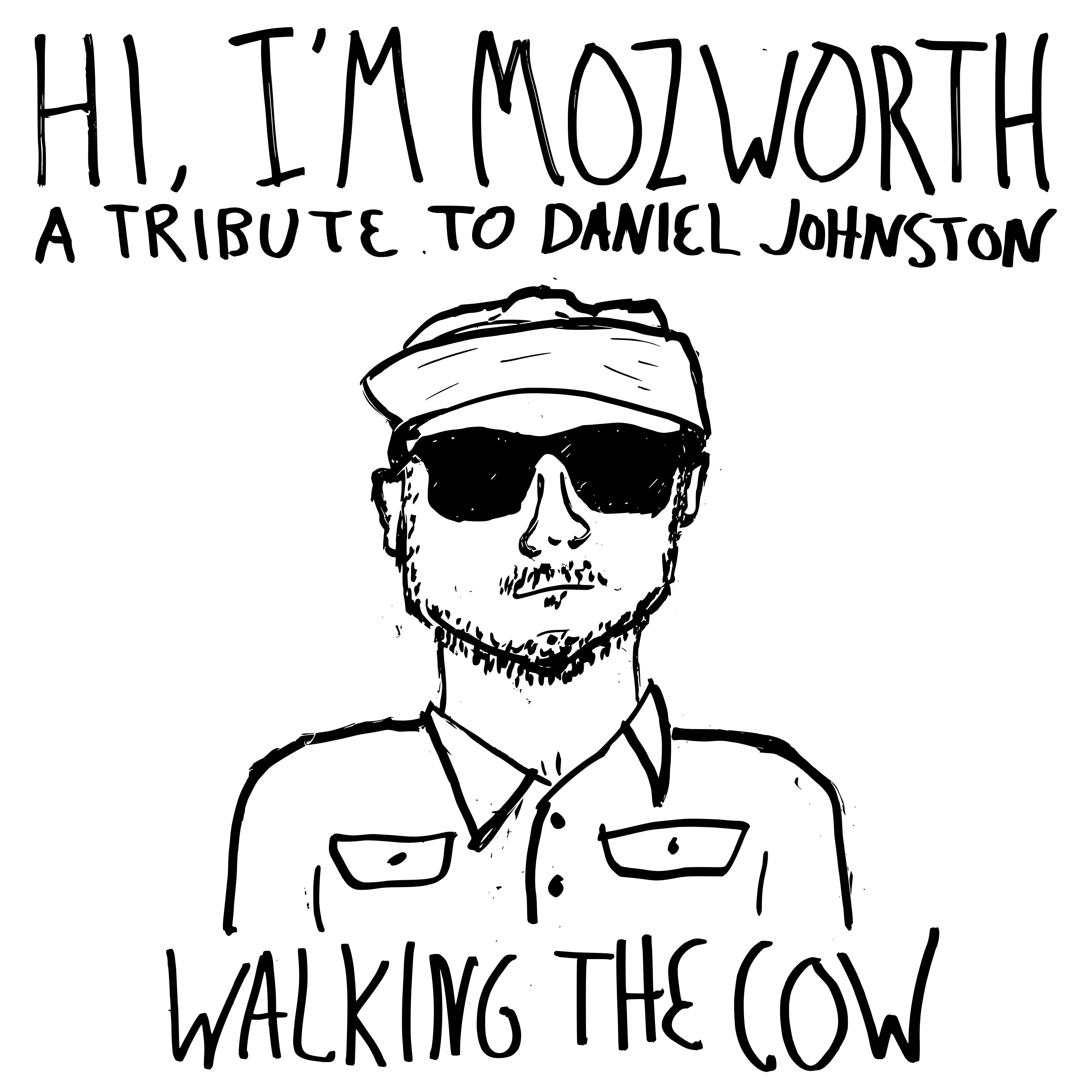 Walking The Cow cover featuring artistic cow imagery in honor of Daniel Johnston