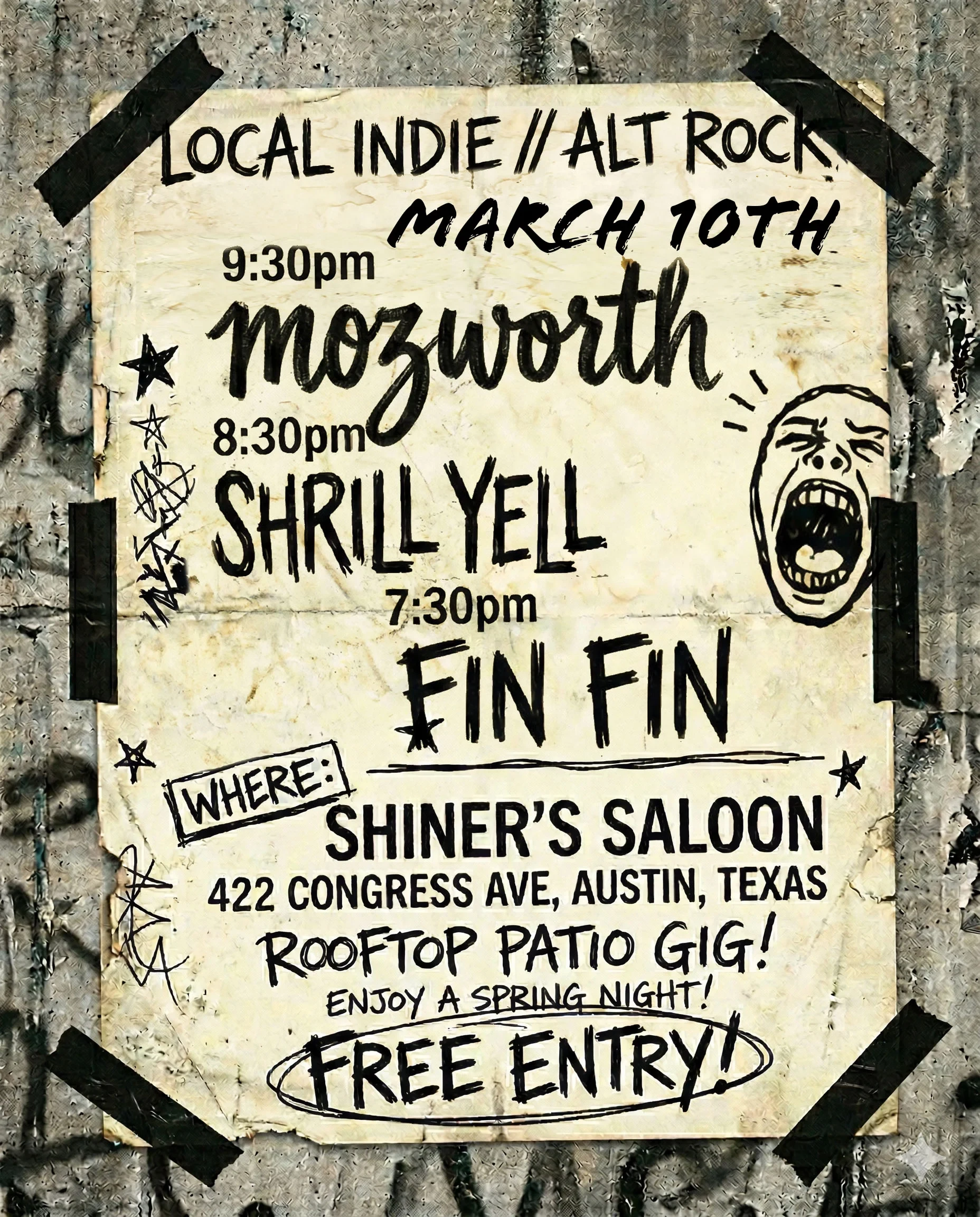 Show poster — Shiner's Saloon, Tuesday, March 10, 2026