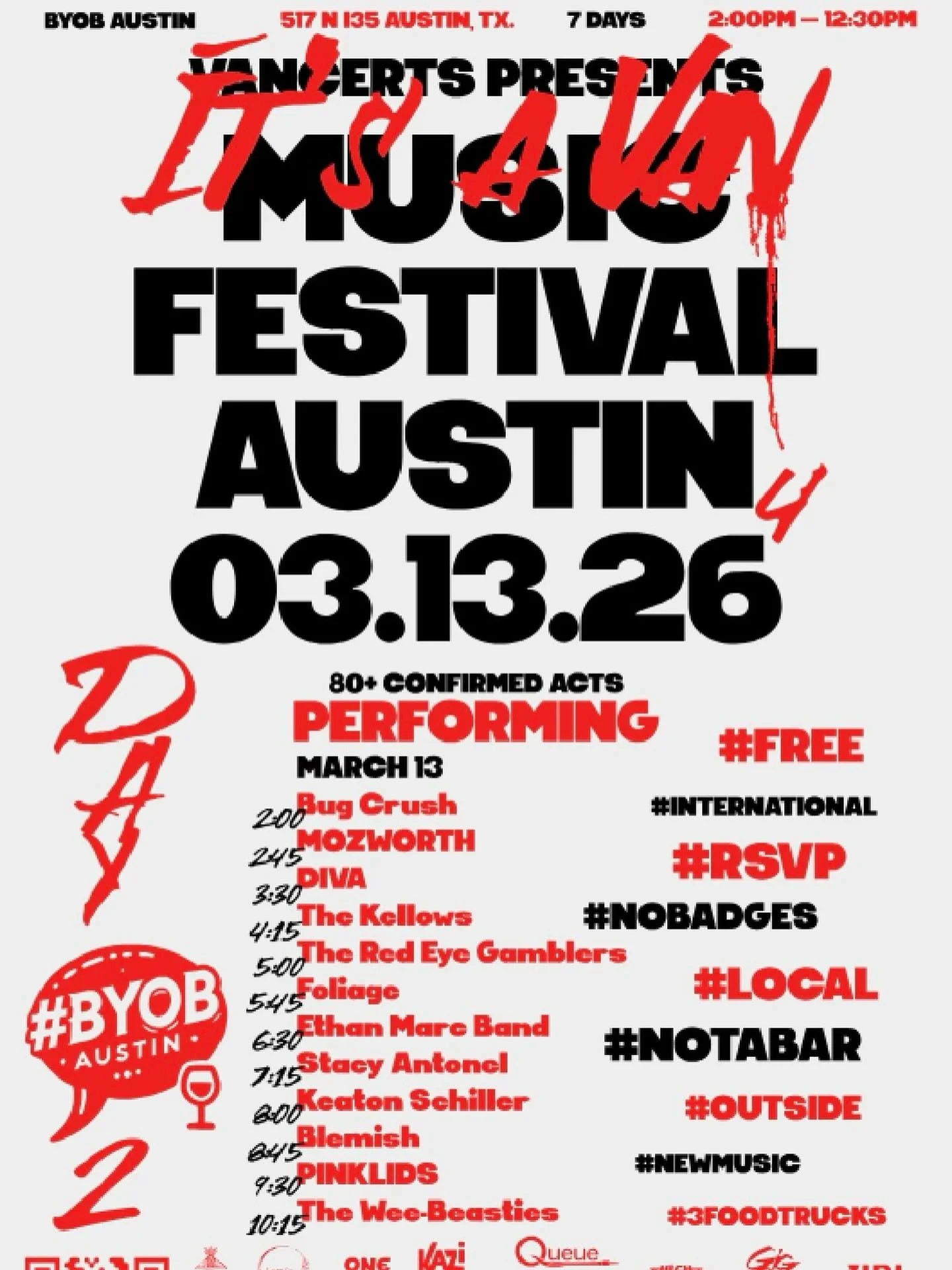 Show poster — It's a van fest, Friday, March 13, 2026